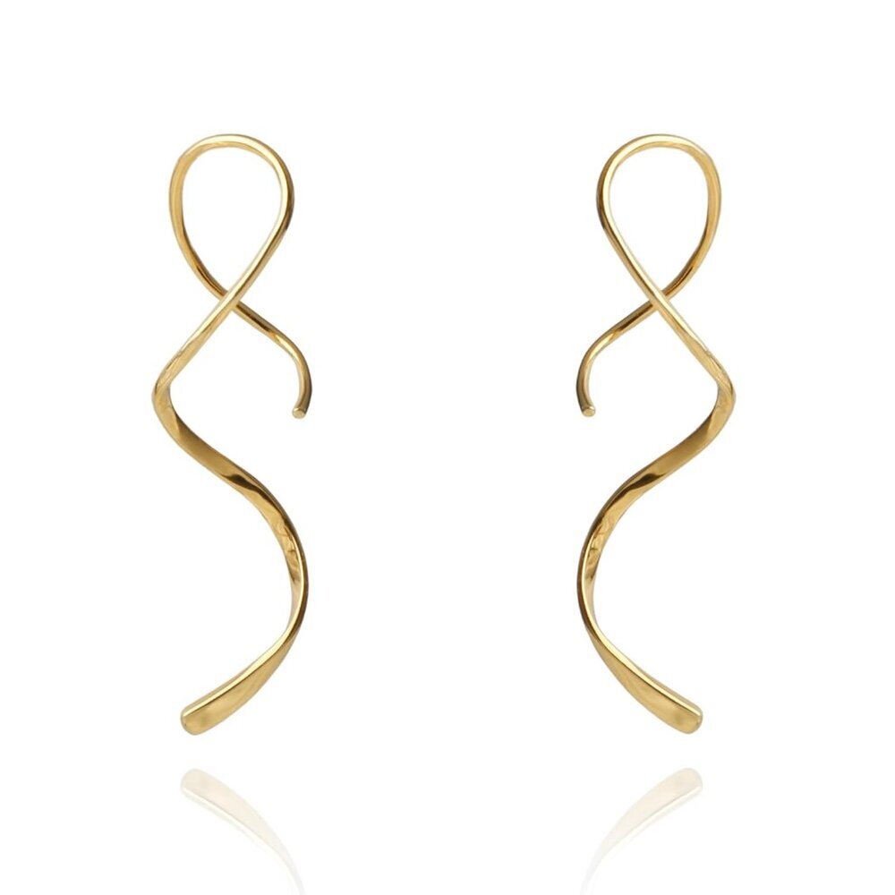 Spiral Threader Earrings 925 Sterling Silver Handmade Twisted Curved Pull Throug